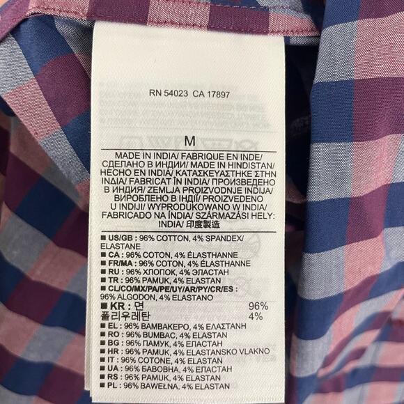 Banana Republic Medium Button Shirt Slim Fit Long Sleeve Blue Red Plaid Gray - Picture 6 of 10